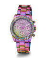 Guess Womens Multi-Color Stainless Steel Case Multi-Color Dial With Crystals Day+Date Multi-Color Stainless Steel Bracelet Watch-GW0483L5. 