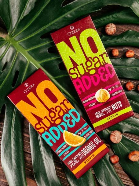 Chocolate KDV OZera No sugar added Dark&Nuts + Dark&Orange without sugar, 2 pieces, 90 g each