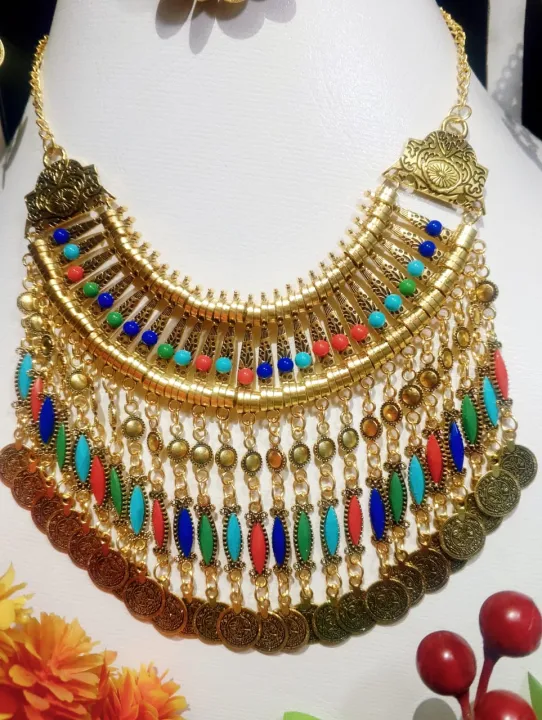 Gold%20Plated%20Multicolor%20Afghan%20Style%20Necklace%20Set%20with%20Coins%20%E2%80%93%20Traditional%20Handmade%20Ethnic%20Jewelry%20-%20Image%206