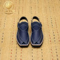 Kaptaan Navy Blue Peshawari Chappal –Captain shoes Ultimate Handmade Leather Sandals for Men | Traditional Comfort Meets Modern Style | Perfect for Formal, Casual, and Ethnic Wear Shoes (elite peshawri chappal) Khankhel brand. 