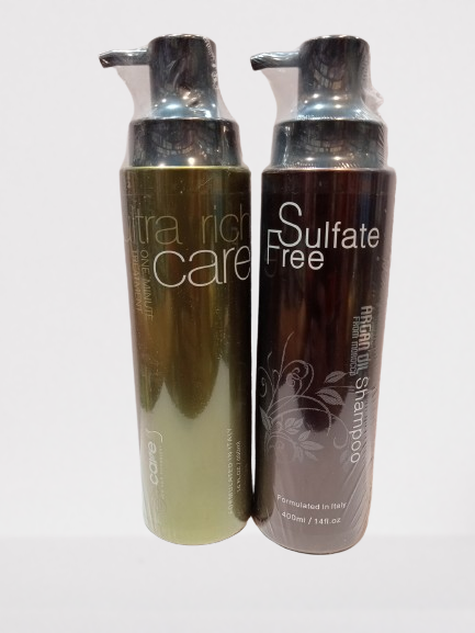 Argan Oil Sulfate Free Shampoo & Conditioner- Best for Damaged hairs 400ml pump (pack of 2)