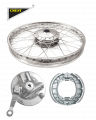 WHEEL RIM COMPLETE WITH PANEL PLATE & BRAKE SHOE CDI70 FRONT BIG HOLE OEM QUALITY (BOX PACK) SPECIAL MODEL. 
