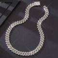 16/18/20/24inch Cuban Link Chain Hip Hop Men Necklace iced out chain 2 Row Rhinestone Paved Miami Rhombus Cuban Necklace. 