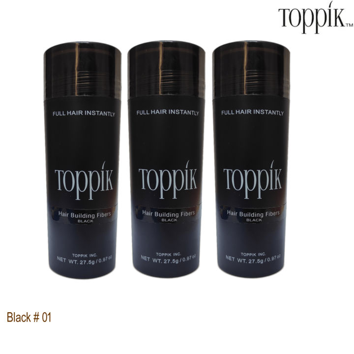 Toppik Hair Fiber 27.5g Black 3 Pcs Hair Loss Solution for Men And Women BLACK color Pack of 3