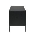 Sleek 1 Door 1 Drawer TV Cabinet in Black Oak Finish | Matte Black TV Stand Table, Wooden TV Unit, LED TV Console, and Media Stand for a Contemporary Entertainment Center. 