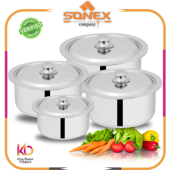 Sonex Global Cooking Pots Set with Steel Lids – 4 Pcs Stainless Steel ...