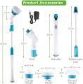 Techmanistan Rechargeable Electric Spin Scrubber With 3 Replaceable Cleaning Brush Heads, Cordless Shower Cleaning Brush with Long Extension Arm, Electric Spin Bathroom Scrubber. 