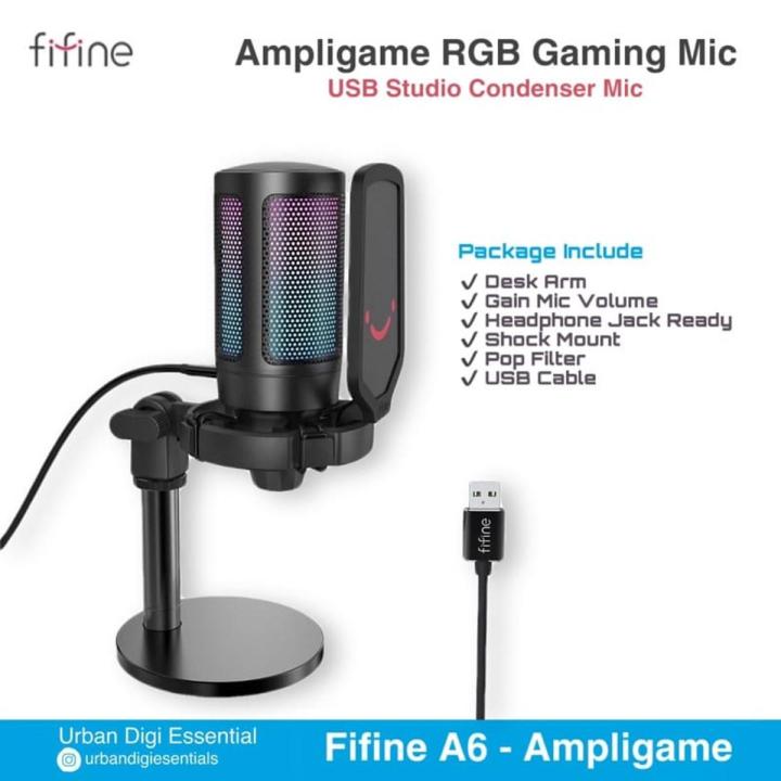 Fifine A6V Ampligame - USB RGB Gaming Mic Microphone