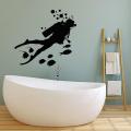 size:  1 x 1 Feet  - Underwater Aquarium Diverr man With Fish Floral Ocean Scene Nature self adhesive Wall stickers for kids, office, home ,bathroom,  room , school, decoration, decor lovers- Black - lucky garnet. 