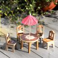 Dollhouse Wooden Furniture Toy mini Table Chair Craft Children Gift Dining Room Kitchen Decor. 