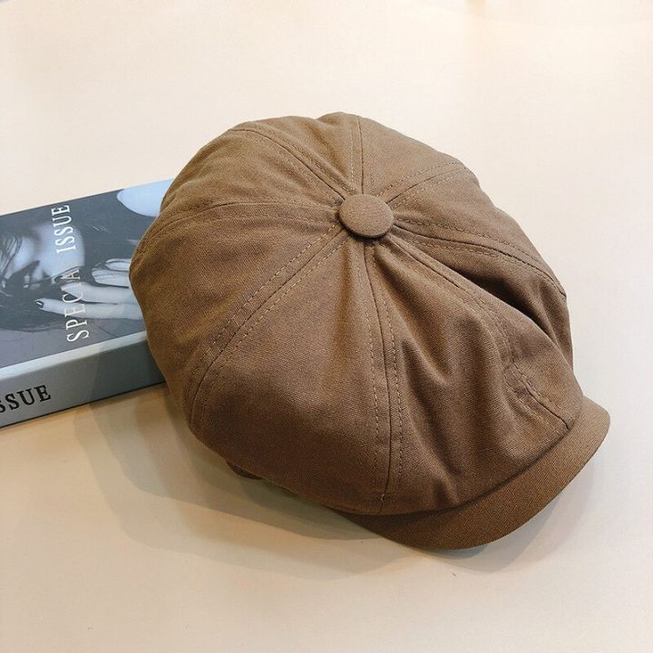 British Style Newsboy Cap Men Cotton Ascot Cap Beckham Khaki Male Spring Summer Vintage Brand New Octagonal Flat Cap