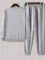 Mokenzo Long Sleeve Round Neck Street Casual Sports And Fashionable Sweatshirt, Elastic Drawstring Trousers, Sweatshirt And Pants Two-piece Set, For Outdoor, For Autumn And Winter. 