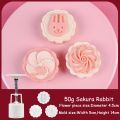 5Pcs/set Mooncake Mold 30g/50g/75g Cherry Blossom Flower Sakura Pattern Moon Cake Mung Bean Cake Hand-Press Stamps Baking Tools. 