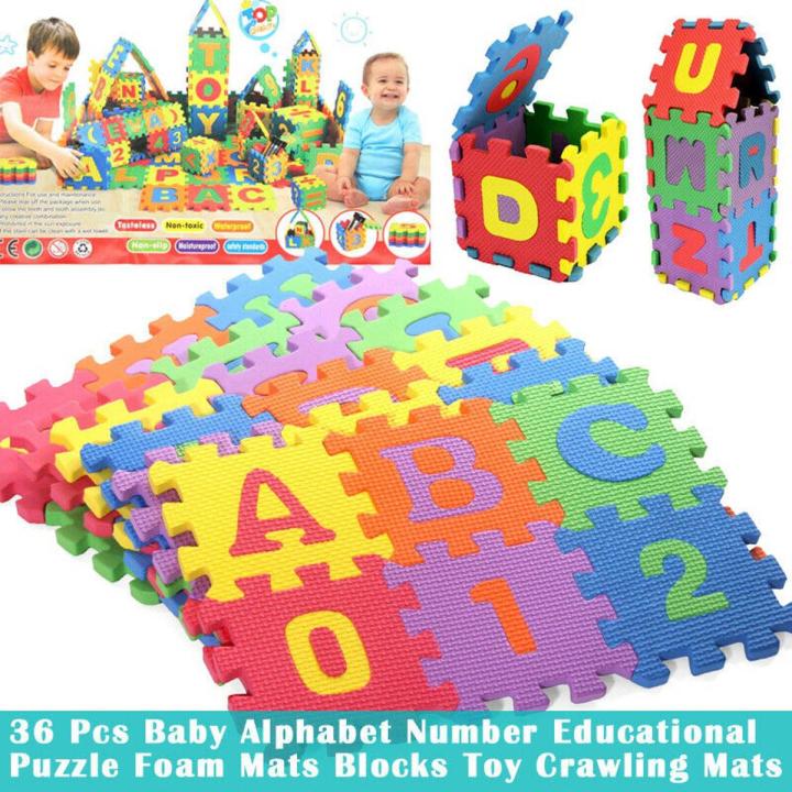 Kids 36 Pieces Interlocking Learning Puzzle Foam Mat Tiles with Alphabets and Numbers for Kids Mat