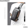 BAGSTREET New Waterproof Anti-Theft Unisex Sling Crossbody Bag with USB Charging Port and Combination Lock - Black. 