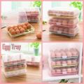 Delicate 15 Grid Transparent Egg Tray Egg Storage Box with Portable Handle for Refrigerator and Outdoor Use. 