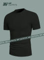 Basics Men Black T-Shirts Fit Crew Neck Drop Shoulder Short Sleeve Tee by MF Outfits. 