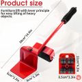 5 in 1 Furniture Moving Tool Heavy Object Mover Furniture Transport Lifter & Furniture Slides Moving House Cabinet Sofa Bed Desk 4 Wheeled Mover Roller 1 Wheel Bar Hand Tools Set (5 in 1) Heavy Furniture Move Tool. 
