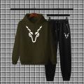 Markhor printed winter soft and comfortable recomended tracksuit for men kangroo hood + trouser. 