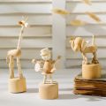 Cartoon wooden artwork movable puppet desktop figurine Ornaments clown horse giraffe dog statue crafts toy gifts home decoration. 