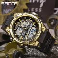 SANDA Original New Product Listing Creative Men's Watch Fashion Sports Luxury Waterproof Quartz LED Multi-function Swimming Military Men's Watch. 