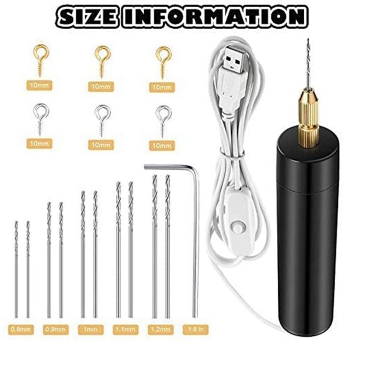 Electric Resin Drill Set,Mini Drill for DIY Keychains Crafts Making