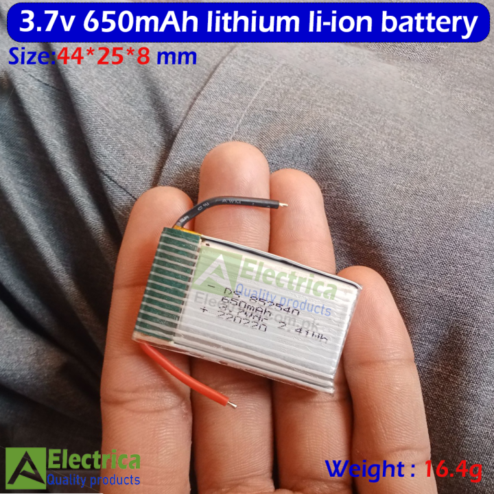 3.7v 650mAh Drone Li-ion Battery with-out jst connector for syma x5c x5sw and other drone / quadcopter by Electrica (size: 44*25*8)