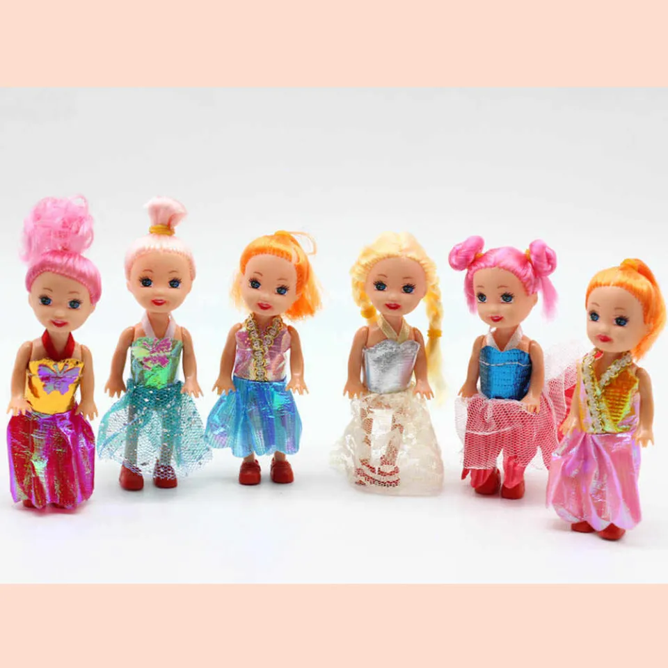 Pack Of 6 Cute Small Dolls Toy With Shoes and Cute Dresses For Kids Daraz.pk