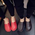 Black Hawk: Premium Quality Leather Autumn and Winter Household Slippers Home Indoor Thick Bottom Non-slip Waterproof Warm Home Slippers, House Slipper For Men and Women. 