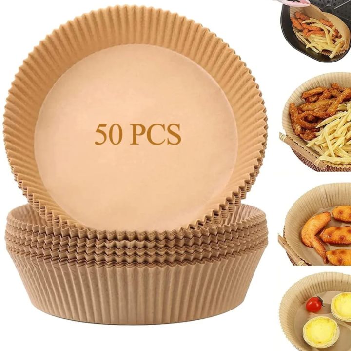 Air Fryer Disposable Paper Liner, 50 PCs Air Fryer Liners Round Non-Stick Air fryer Parchment Liners,Oil-proof,Water-Proof