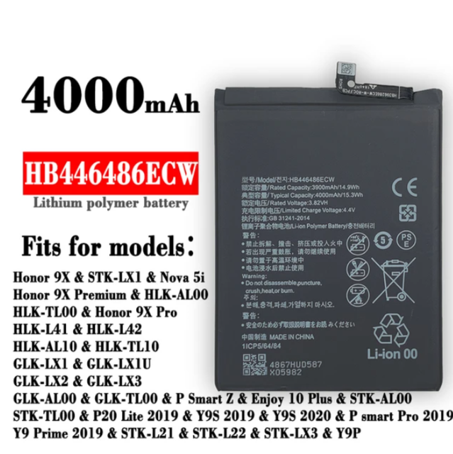 Huawei Y9s Battery Replacement HB446486ECW Battery with 4000mAh Capacity _ Black