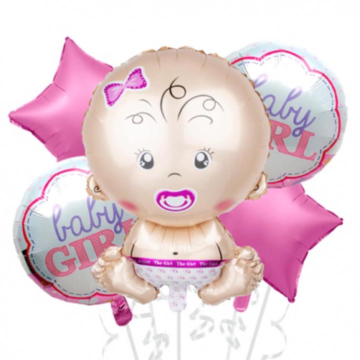 Pack of 5 Baby Balloons Set for Baby Girl / Baby Boy for Baby Shower, Welcome Baby and New Baby Born celebrations.