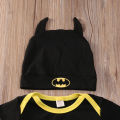 Cute Batman Newborn Baby Boys Infant Rompers+Shoes+Hat 3Pcs Outfit Clothes Set. 