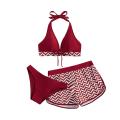 Bikini Shorts Set Sleeveless Three-piece Women Shorts Swimwear. 