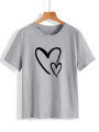 T Shirt for Women Summer collection Heart Printed stylish round neck half sleeves T shirt. 