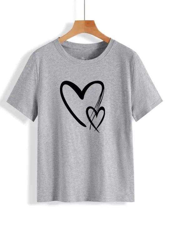T%20Shirt%20for%20Women%20Summer%20collection%20Heart%20Printed%20stylish%20round%20neck%20half%20sleeves%20T%20shirt%20-%20Image%203
