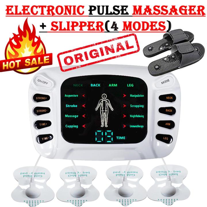 Electronic Pulse Massager - Digital Physiotherapy Machine - Full Body Pulse Muscle Relax Massage Pain Relief Neck back Shoulder waist feet Massaging machines 8 modes Massage - Stroke acupuncture slippers cupping scrapping immunotherapy Slimming Massager