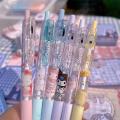 1/6Pcs Set 0.5mm Black INk Press Gel Pen Sanrio Cute Examination Signature Pen School Supplies. 