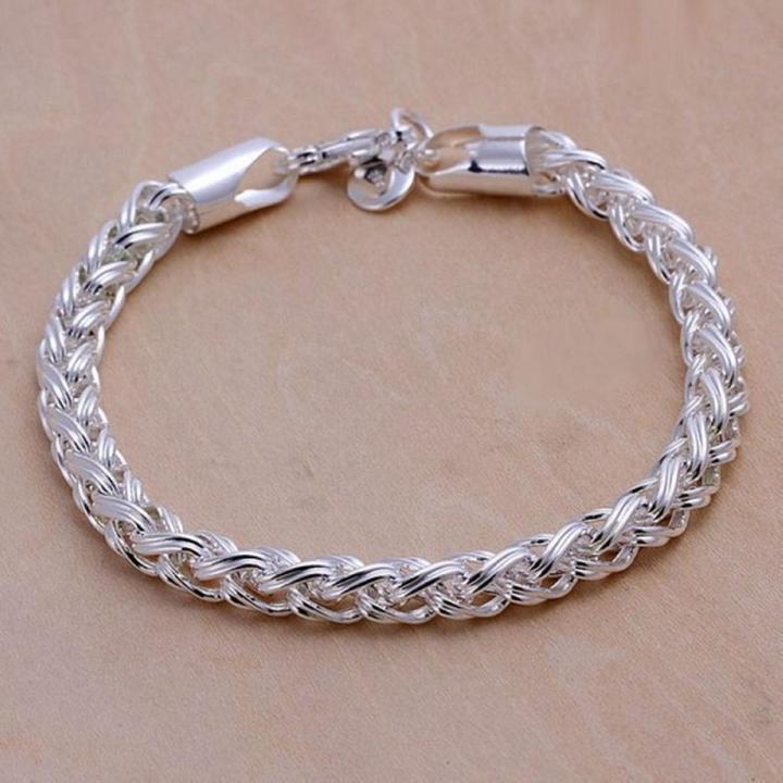 Wholesale 925 Sterling Silver Bracelets Jewelry chain women lady men 6mm 4MM high quality valentine gift beautiful factory price