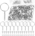 50 Pcs Key Rings with Chain and Open Jump Rings for Crafts - Bulk Metal Key Chain Ring Base for DIY Keychain Making. 