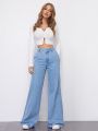 High Waist Wide Leg Fashion Denim Jeans for Women - Stylish and Comfortable. 