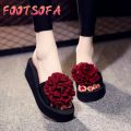 Womens Girls Korean for Women Ladies Fashion Summer Flowers Bohemian Style Slippers Beach Shoes Wedge Sandals female women shoes. 