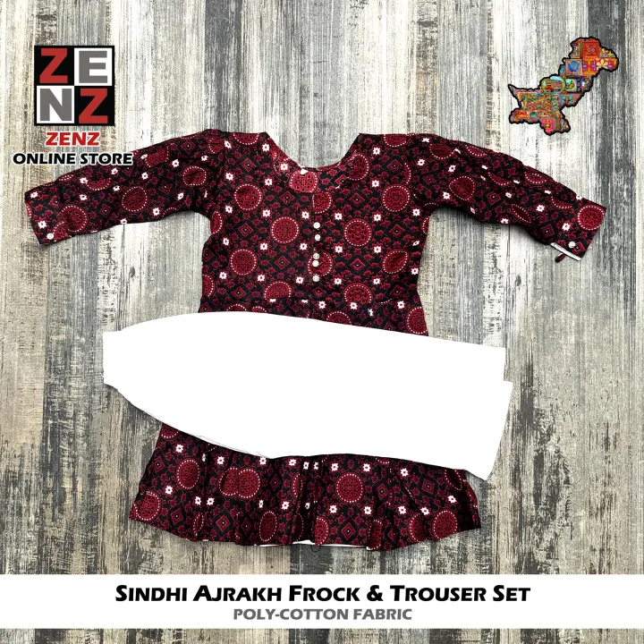 Sindhi%20Ajrak%20Traditional%20Dress%20Stitched%20Shirt%20Frock%20&%20Trouser%20crafted%20with%20Embroidery%20&%20Sequins%20for%20Girls%20by%20ZENZ%20Pakistani%20Traditional%20Wear%20Dress%20-%20Image%203