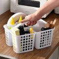 Portable Shower Caddy Basket with Compartments Cleaning Supplies Organizer with Handle Plastic Storage Divided Basket Tool Bin for Bathroom, Bedroom, Kitchen, College Dorm, Under Sink, White. 