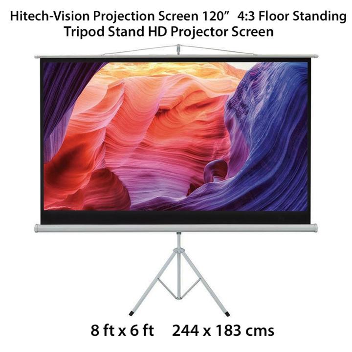 Hitech-Vision Tripod Stand Projector Screen - Matt White 120" 4:3  ( 8 ft x 6 ft )