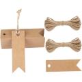 Gift Tags with String Kraft Paper Card , 100pcs 7x2cm Luggage Tag Labels Craft Price Tags with Free 30 Meter Soft Twine  DIY. 
