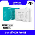 SONOFF 4 Channel Pro R3 Supported RF Remote 4 Gang WiFI Smart Switch Automation Modules Appliances with Alexa Google Home Total Load 40A, 10A/Gang. 