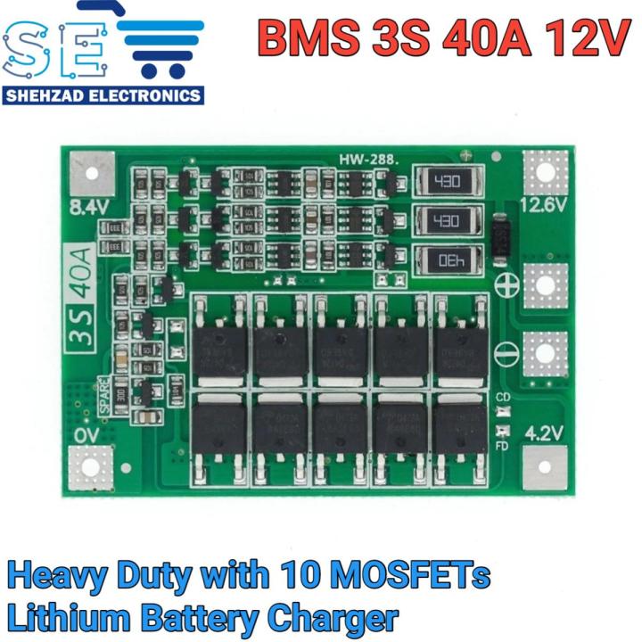 BMS 3S 40A 12V Li-ion Lithium Battery Charger Balance Version Protection Board 18650