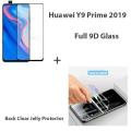Huawei Y9 Prime 2019 Full Black 9D|5D|6D|10D|11D|21D Tempered Glass Screen Protector Full Glue Edge To Edge + Back Clear Jelly Protector Soft Film Protection Hydrogel Film Protector For Huawei Y9 Prime 2019. 