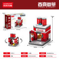 Compatible with LEGO small pieces, mini city street view bricks, snacks, children's puzzle building, boy and girl toys. 